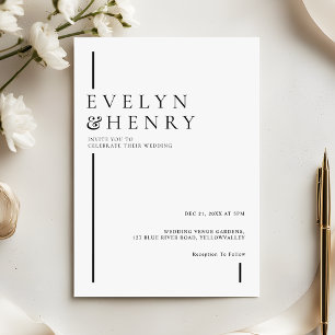 Modern Minimalist Simple Black Line Wedding Invitation