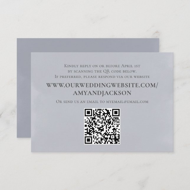 Modern Minimalist Simple Blue QR Code Website RSVP Card (Front/Back)