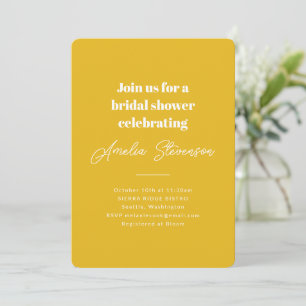 Modern Minimalist Simple Bridal Shower Yellow Invitation