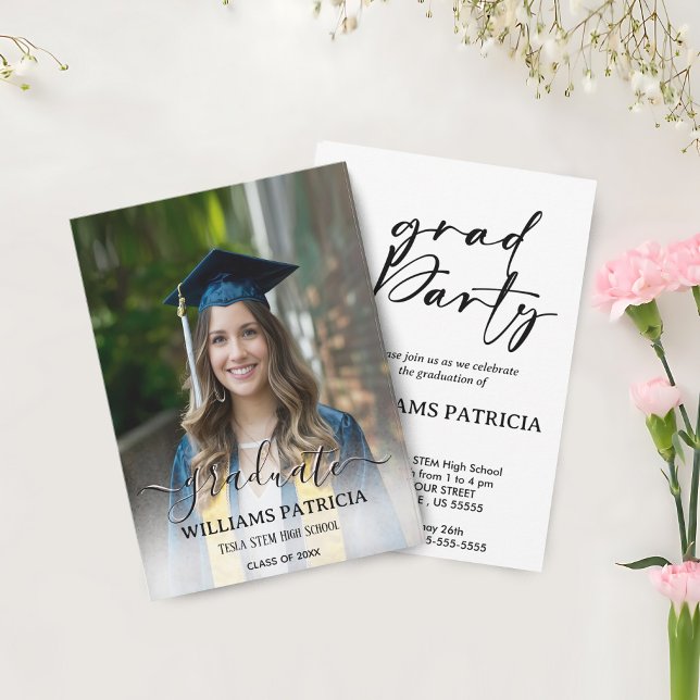Modern Minimalist Simple Casual Photo Graduation I Invitation (Discover modern minimalist casual photo graduation invite perfect for celebrating your special day.)