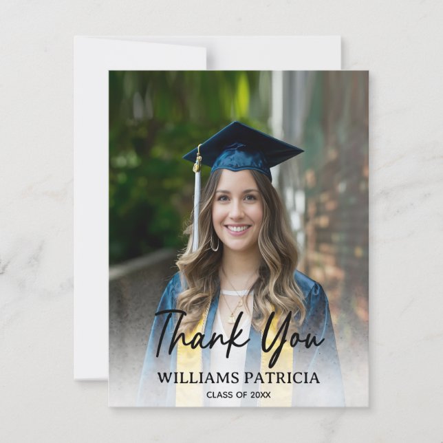 Modern Minimalist Simple Casual Photo Graduation Thank You Card (Front)