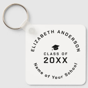 Modern Minimalist Simple Class of 2024 Graduation Keychain