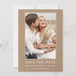 Modern Minimalist Simple Couple Photo Kraft Save The Date