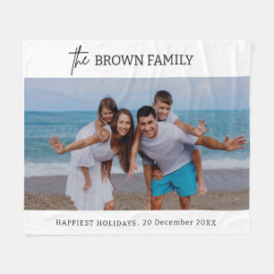 Modern Minimalist Simple Custom Family Photo Fleece Blanket
