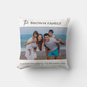 Modern Minimalist Simple Custom Family Photo  Throw Pillow