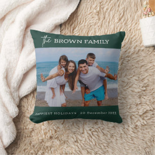 Modern Minimalist Simple Custom Family Photo  Throw Pillow
