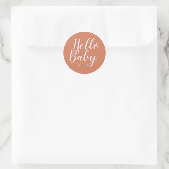 modern minimalist simple cute baby shower classic round sticker (Bag)