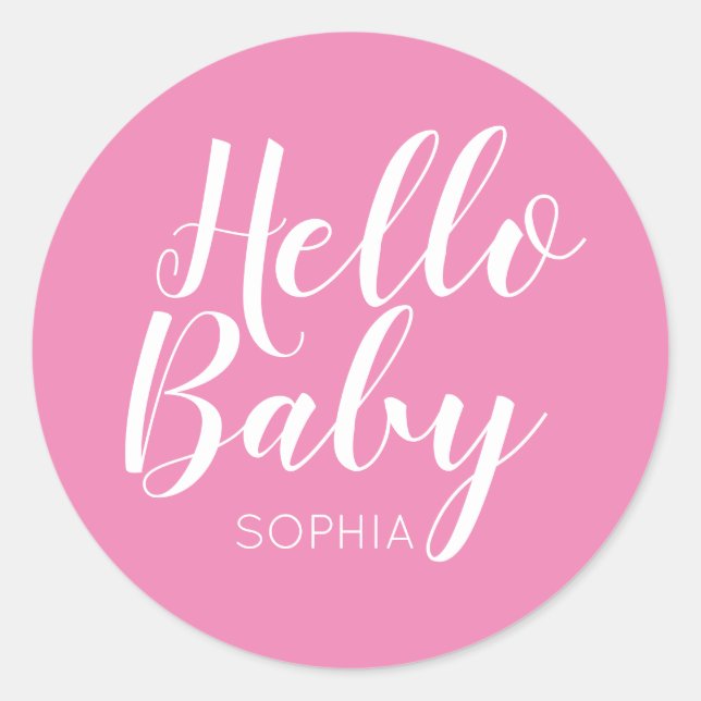 modern minimalist simple cute baby shower classic round sticker (Front)