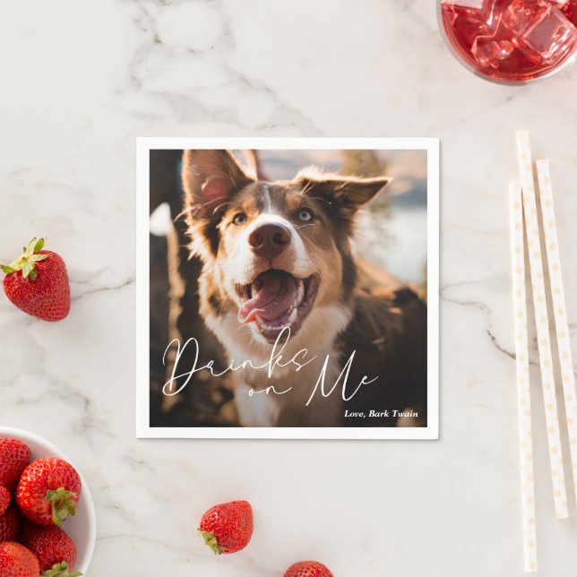 Modern Minimalist Simple Dog Wedding Napkin (Insitu)