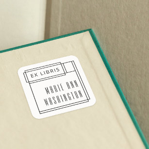 Modern Minimalist Simple Ex Libris Bookplate Square Sticker