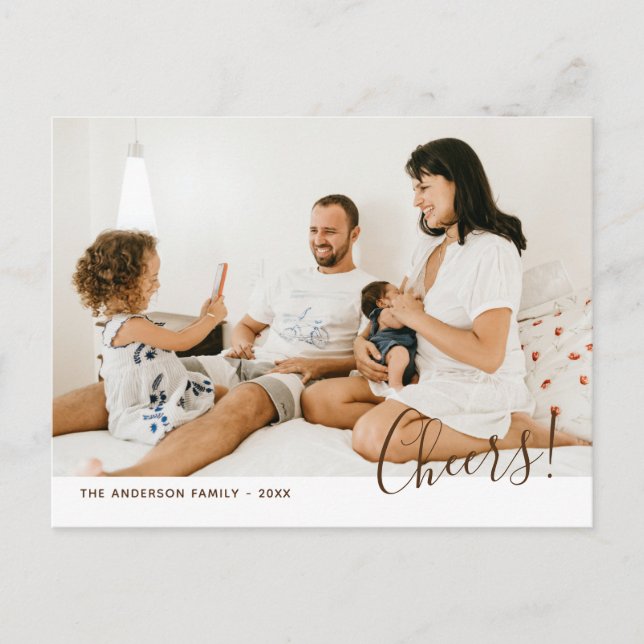 Modern Minimalist Simple Family Photo New Year Postcard (Front)