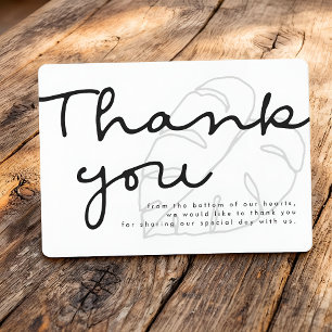 Modern Minimalist Simple Foliage Wedding Thank You Card
