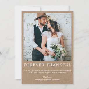 Modern Minimalist Simple Forever Thankful Kraft Thank You Card