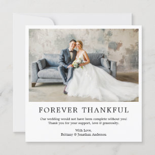 Modern Minimalist Simple Forever Thankful Square Thank You Card
