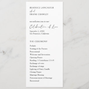 Modern Minimalist Simple Formal Elegant Wedding Program