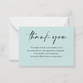 Modern Minimalist Simple Funeral Thank You Card