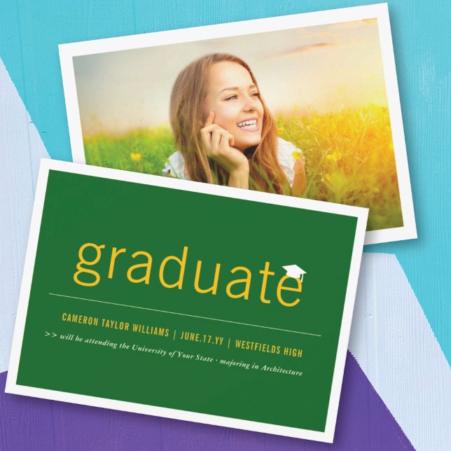 Modern Minimalist Simple Graduate Graduation Photo Announcement (Creator Uploaded)