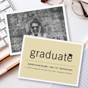 Modern Minimalist Simple Graduate Graduation Photo Announcement