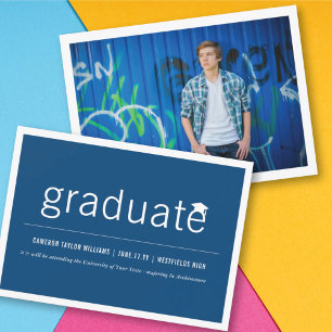 Modern Minimalist Simple Graduate Graduation Photo Announcement