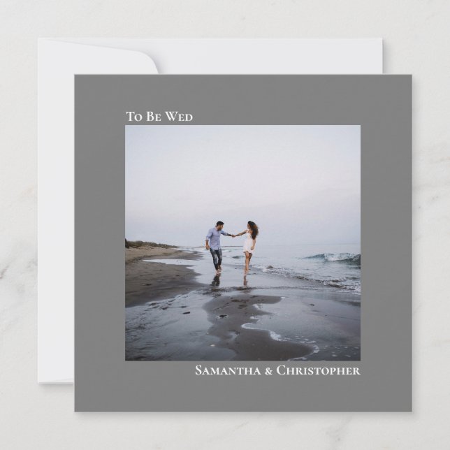 Modern Minimalist Simple Grey Square Photo Wedding Invitation (Front)
