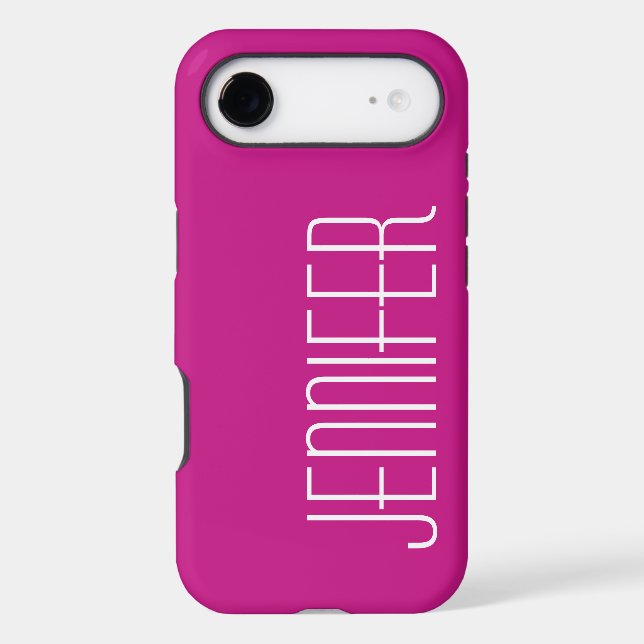 Modern Minimalist Simple Hot Pink, Jumbo Big Name, (Back)