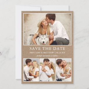 Modern Minimalist Simple Kraft 4 Photos Save The Date
