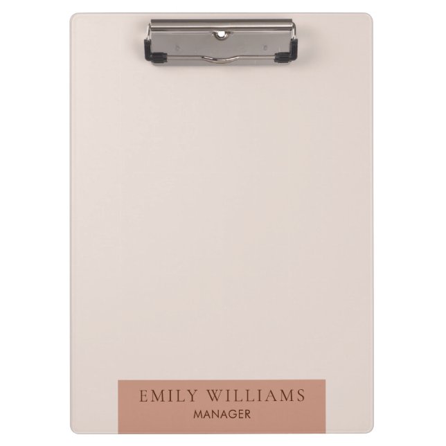 Modern Minimalist Simple Layout Typo Warm Brown Clipboard (Front)