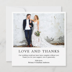 Modern Minimalist Simple Love and Thanks Square Thank You Card