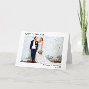 Modern Minimalist Simple Love Thanks Wedding Fold Thank You Card