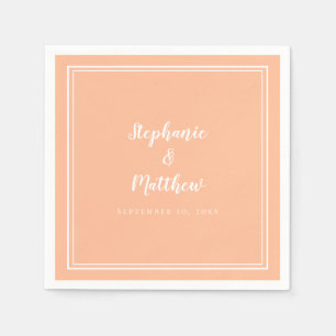 Modern Minimalist Simple Peach Wedding Cocktail Napkin