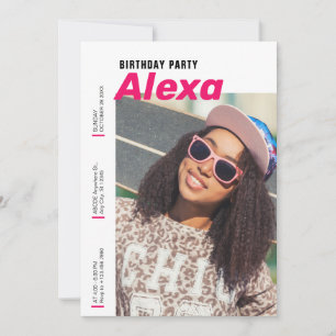 Modern minimalist simple photo birthday invitation