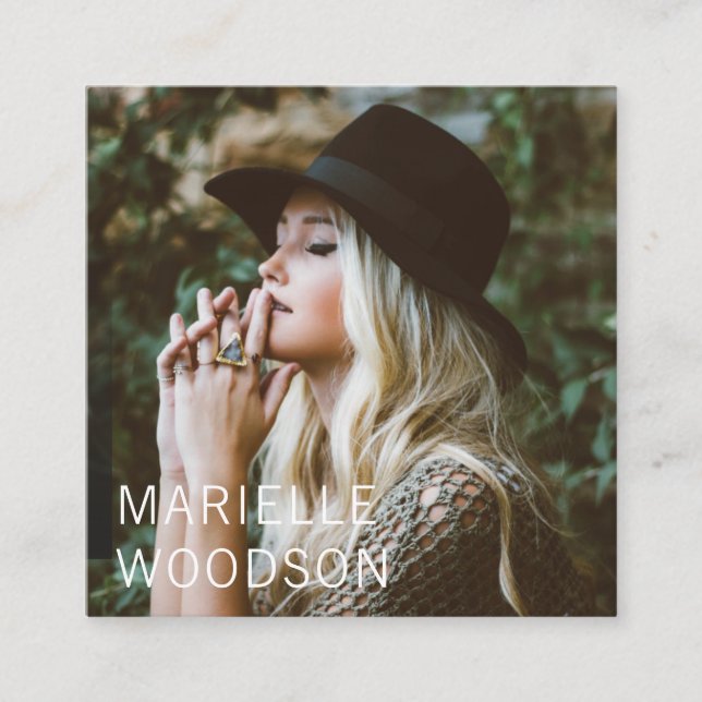 Modern Minimalist Simple Photo Square Business Card (Front)