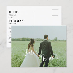 Modern minimalist simple photo wedding postcard