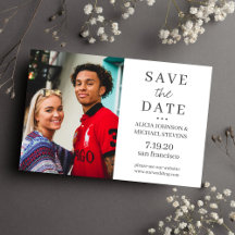 Modern minimalist simple photo wedding save date print