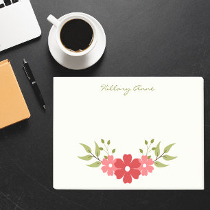 Modern Minimalist Simple Pink & Red Girly Floral Post-it Notes
