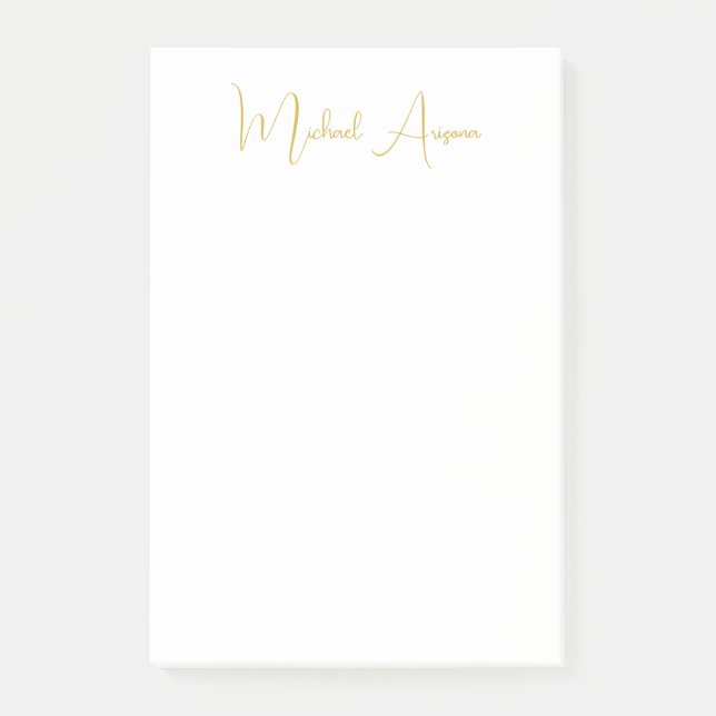 Modern Minimalist Simple Plain Handwriting Name Post-it Notes (Front)
