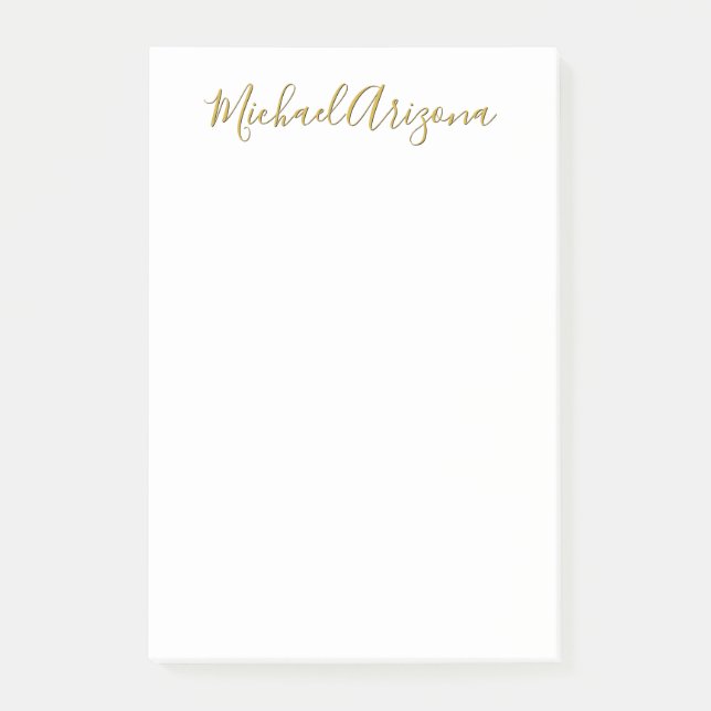 Modern Minimalist Simple Plain Handwriting Name Post-it Notes (Front)