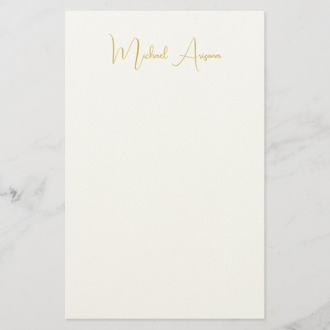 Modern Minimalist Simple Plain Handwriting Name Stationery (Front)