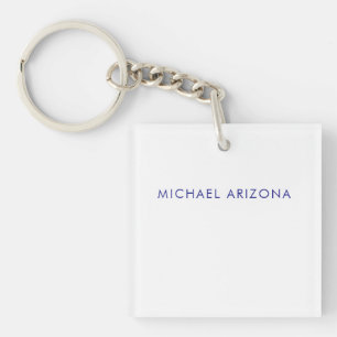 Modern Minimalist Simple Plain Own Name Keychain