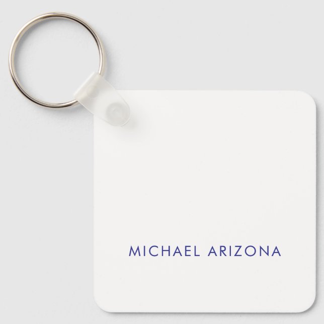 Modern Minimalist Simple Plain Own Name Keychain (Front)