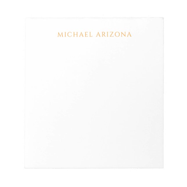 Modern Minimalist Simple Plain Own Name Notepad (Front)