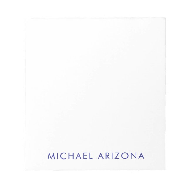 Modern Minimalist Simple Plain Own Name Notepad (Front)