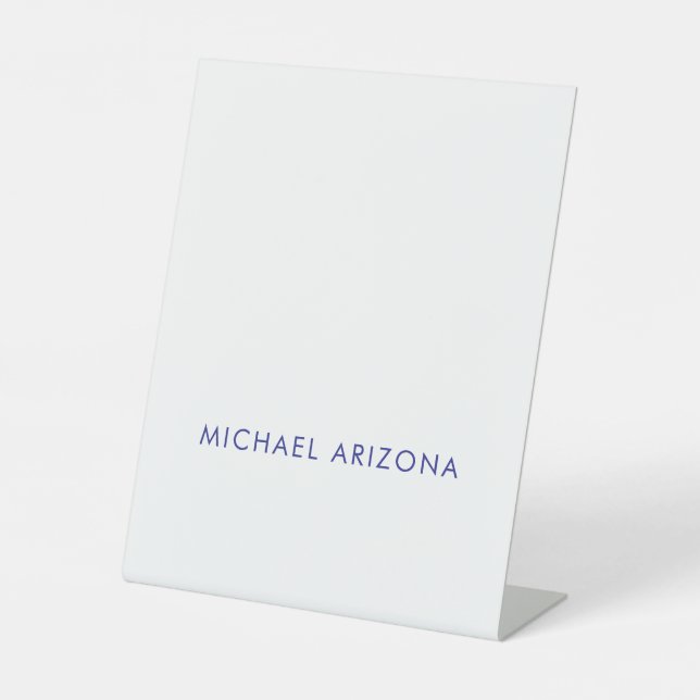 Modern Minimalist Simple Plain Own Name Pedestal Sign (Front)