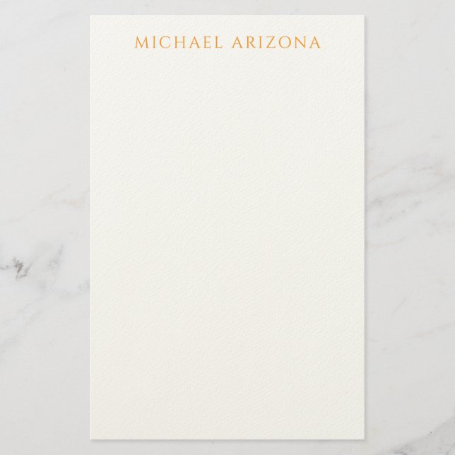 Modern Minimalist Simple Plain Own Name Stationery (Front)