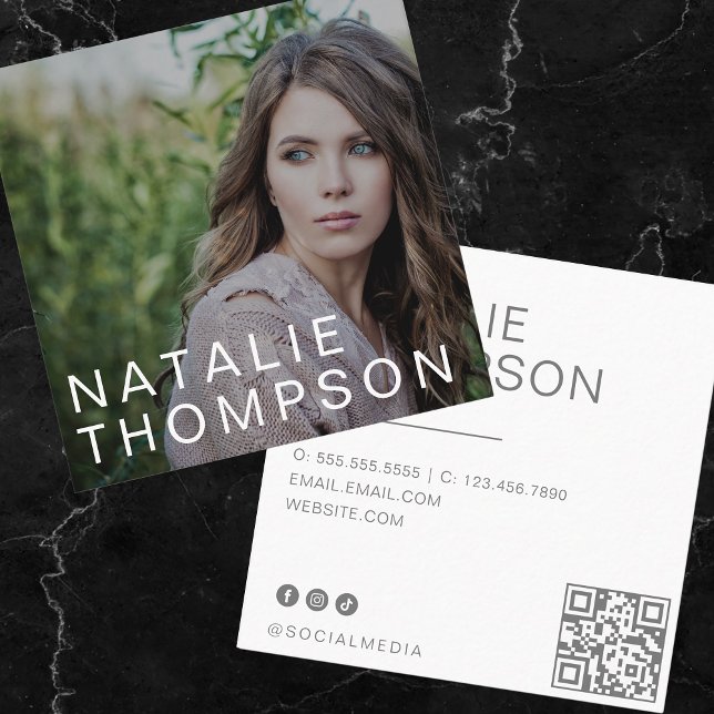 Modern Minimalist Simple Professional Photo Cool Square Business Card (Creator Uploaded)