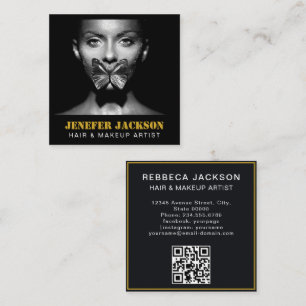 Modern Minimalist Simple Professional Photo QR Square Business Card