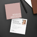 Modern Minimalist Simple Professional Photo Rose  Square Business Card<br><div class="desc">Unique and bold,  this minimal,  modern business card is striking in its simplicity - update with your contact information,  professional photo and social media handle on the back. This is the cinnamon dusty rose pink version.</div>