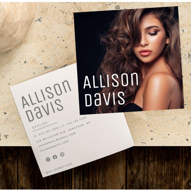 Modern Minimalist Simple Professional Photo  Square Business Card (Creator Uploaded)