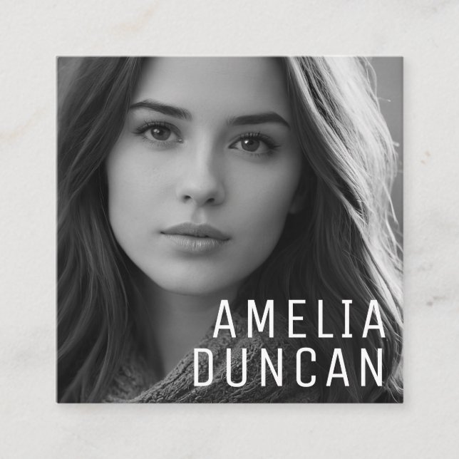 Modern Minimalist Simple Professional Photo Square Square Business Card (Front)