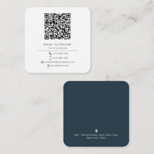 Modern Minimalist Simple QR code personal  Square  Business Card